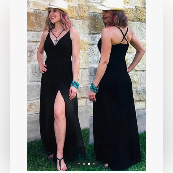NWT Elegant Black Maxi Dress - Picture 2 of 6